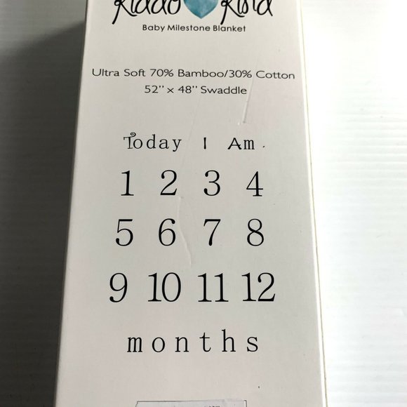 Kiddo Kind Baby Milestone Months Photo Prop Blanket White Black 52"X48" Swaddle - Picture 4 of 6